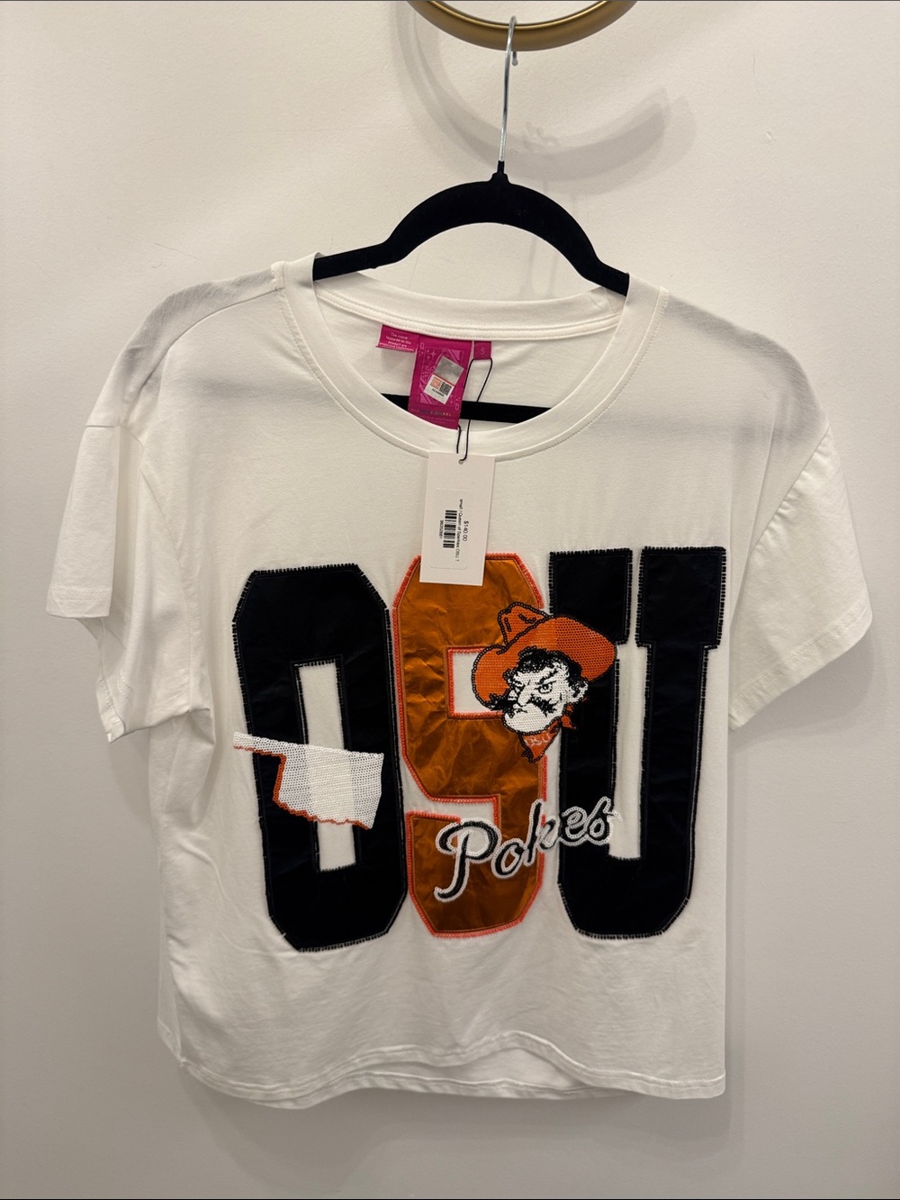 QUEEN OF SPARKLES White Tee with Black and Orange OSU Graphic